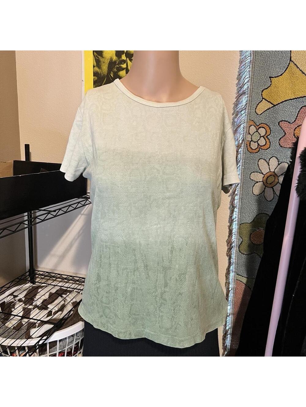 Vintage Route 66 Snakeskin Ombré Sage Green Cotton Tee